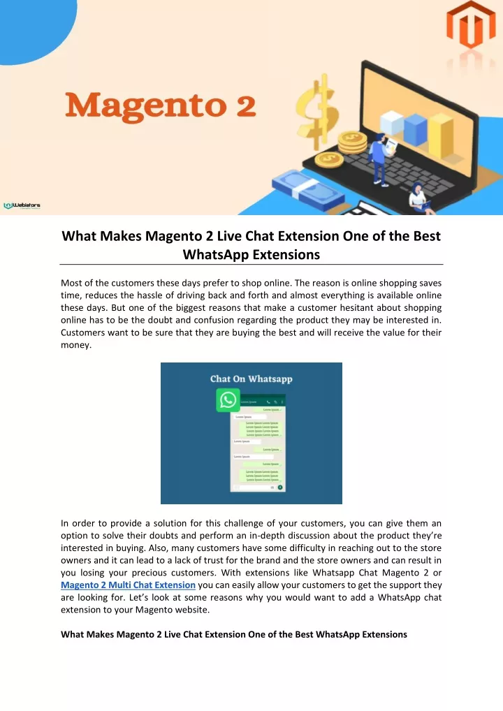 what makes magento 2 live chat extension