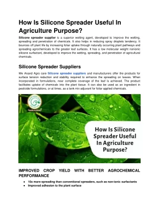 How Is Silicone Spreader Useful In Agriculture Purpose