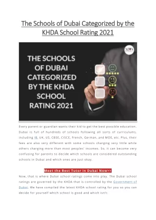 the schools of dubai categorized