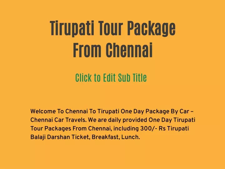 tirupati tour package from chennai