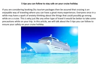 5 tips you can follow to stay safe on your cruise holiday