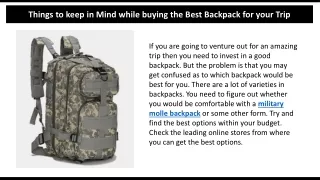 Things to keep in Mind while buying the Best Backpack for your Trip