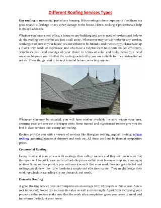 different roofing services types