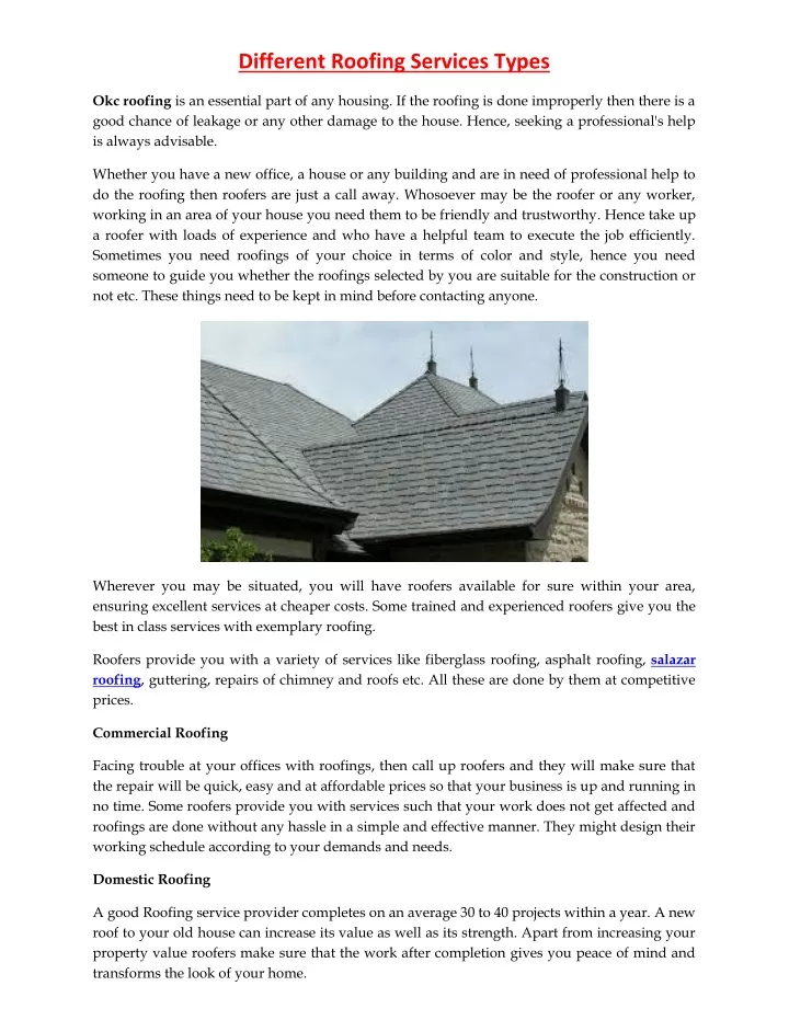 different roofing services types