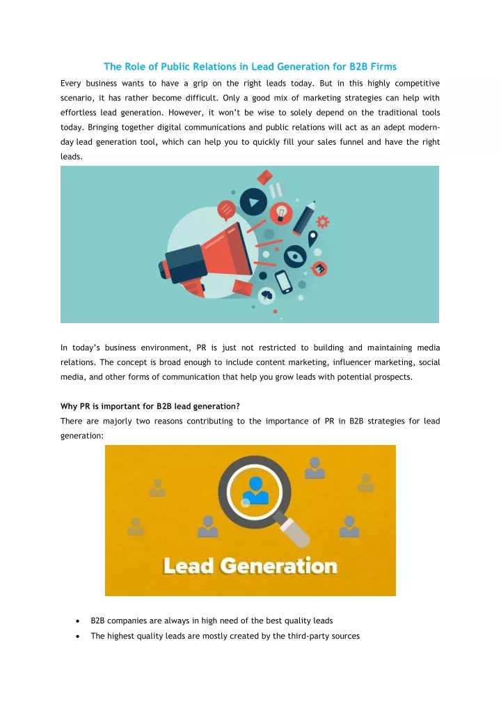 the role of public relations in lead generation