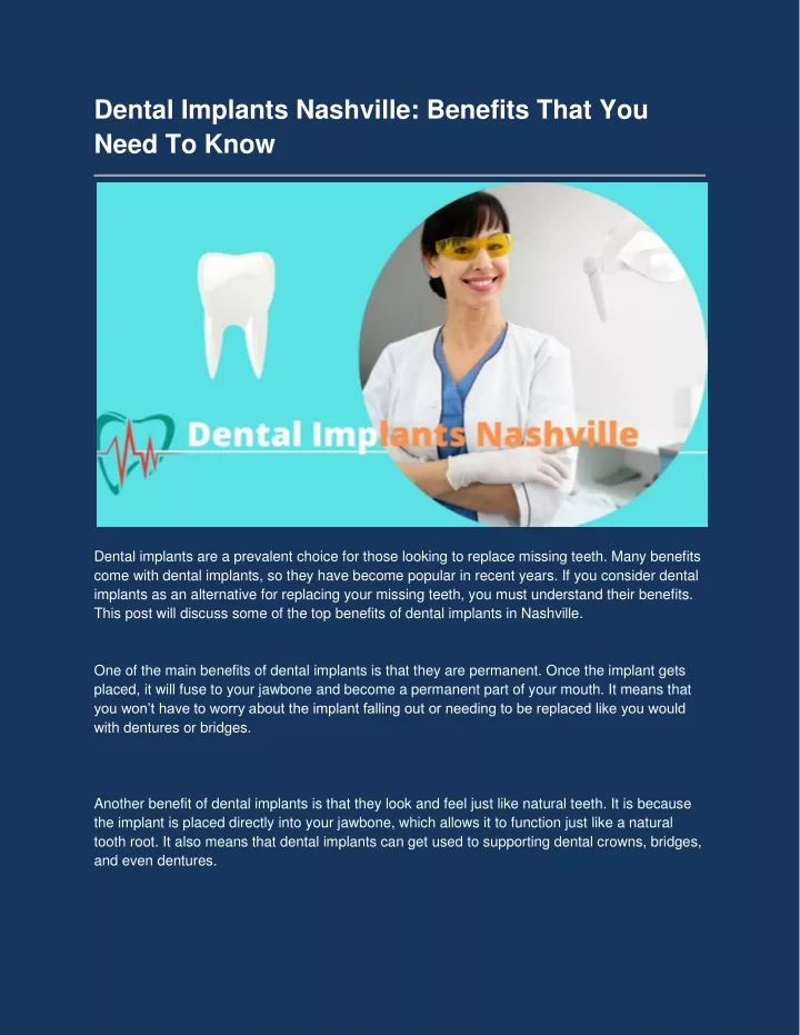 dental implants nashville benefits that you need