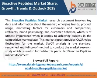 Bioactive Peptides Market Future Demands, Growth, Share, Key Players
