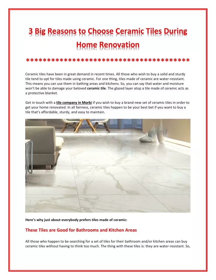 3 big reasons to choose ceramic tiles during