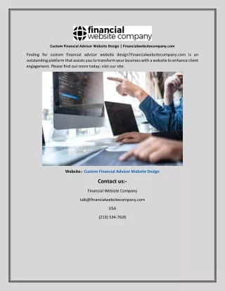 Custom Financial Advisor Website Design | Financialwebsitecompany.com