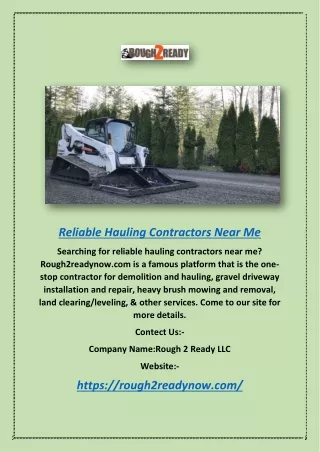Reliable Hauling Contractors Near Me | Rough2readynow.com