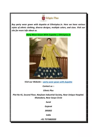 buy party wear gown with dupatta at ethnicplus