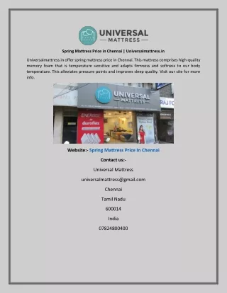 spring mattress price in chennai