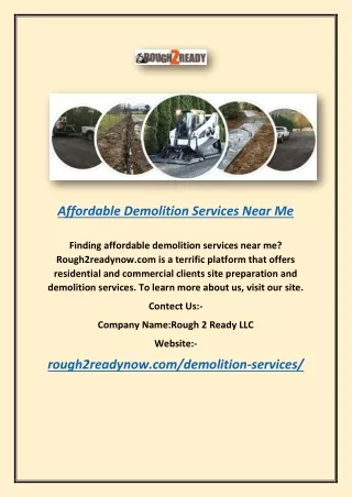 Affordable Demolition Services Near Me | Rough2readynow.com