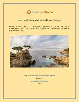 Nature Places for Photography in California  Photospotfinder
