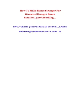 how to make bones stronger for womens stronger