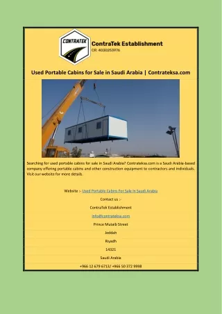 Used Portable Cabins for Sale in Saudi Arabia | Contrateksa.com