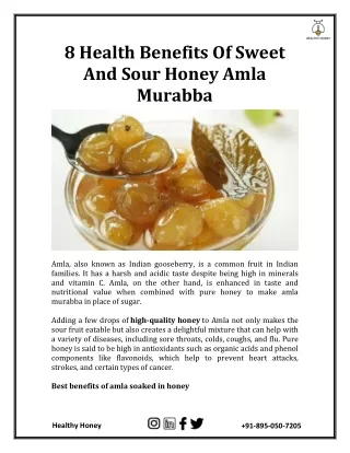 8 Health Benefits Of Sweet And Sour Honey Amla Murabba