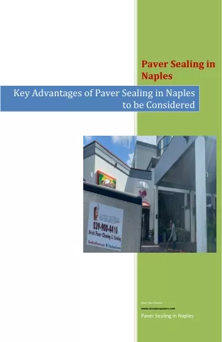 Key Advantages of Paver Sealing in Naples to be Considered