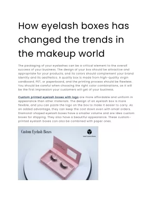 How eyelash boxes has changed the trends in the makeup world