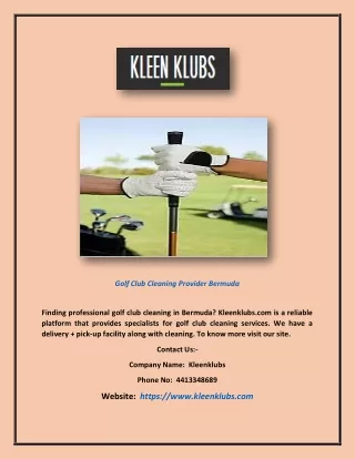 Golf Club Cleaning Provider Bermuda | Kleenklubs.com