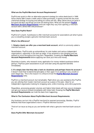 PayPal Merchant Account Requirements