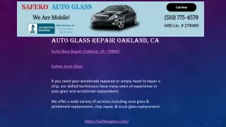 Auto Glass Repair Oakland, CA.
