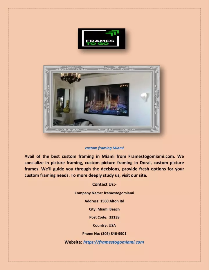 custom framing miami