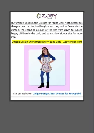 Unique Design Short Dresses for Young Girls  Zoeylondon.com