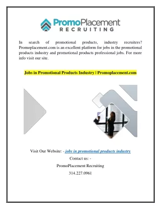 Promotional Products Work Jobs Promoplacement.com