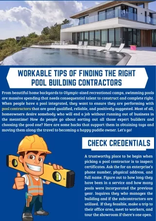 Finding The Right Pool Building Contractors