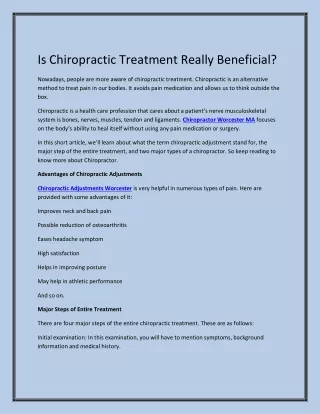 Is Chiropractic Treatment Really Beneficial