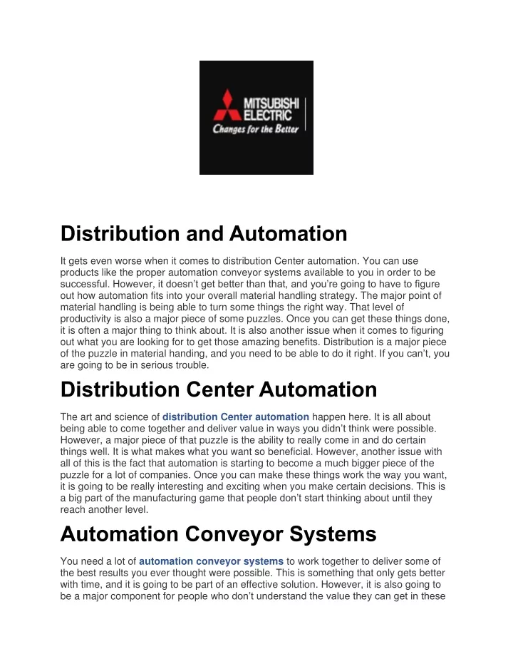 distribution and automation