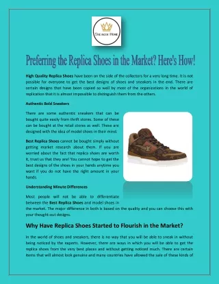 Preferring the Replica Shoes in the Market Here's How!