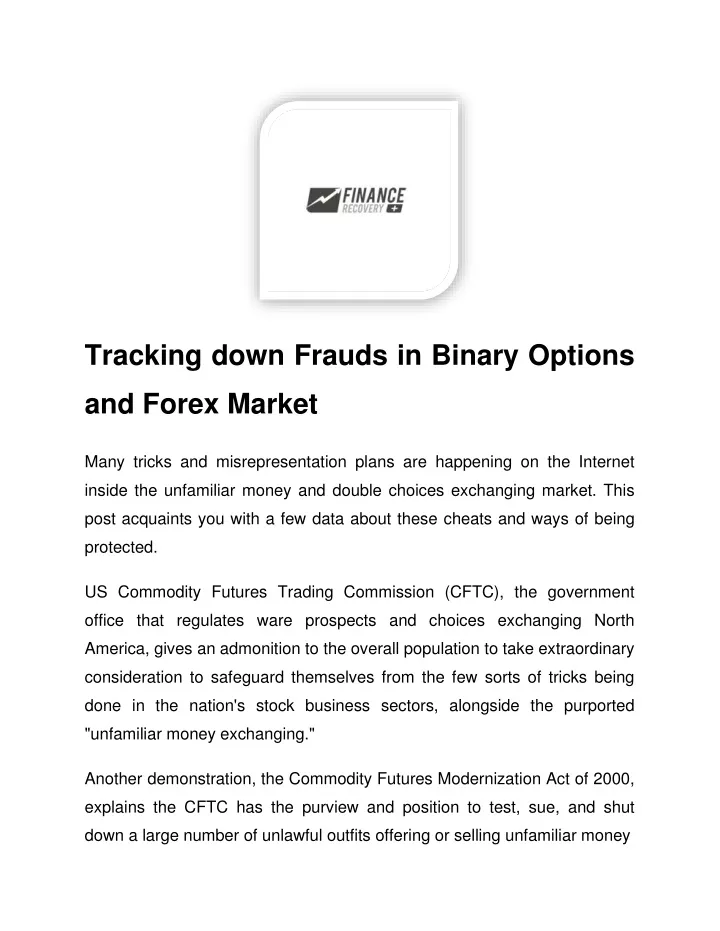 tracking down frauds in binary options