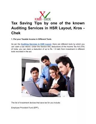 tax saving tips by one of the known auditing