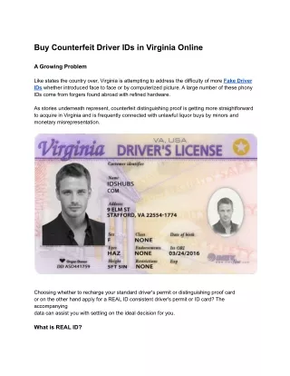 Buy Counterfeit Driver IDs in Virginia Online