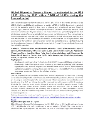 global biometric sensors market is estimated