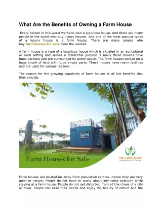 What Are the Benefits of Owning a Farm House-converted