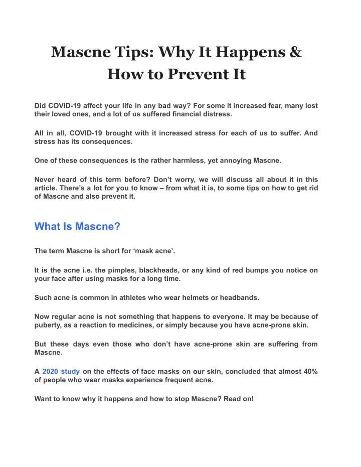 mascne tips why it happens how to prevent it