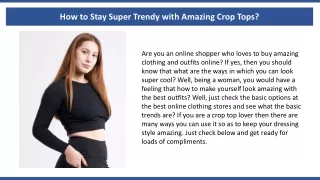 How to Stay Super Trendy with Amazing Crop Tops?