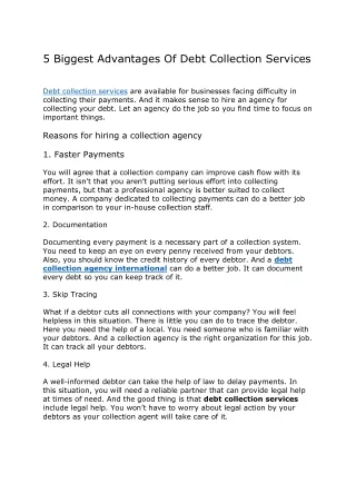 5 Biggest Advantages Of Debt Collection Services