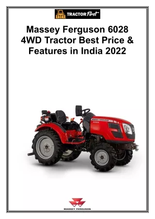 Massey Ferguson 6028 4WD Tractor Best Price & Features in India 2022