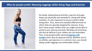 Why do people prefer Wearing Leggings while doing Yoga and Exercise?