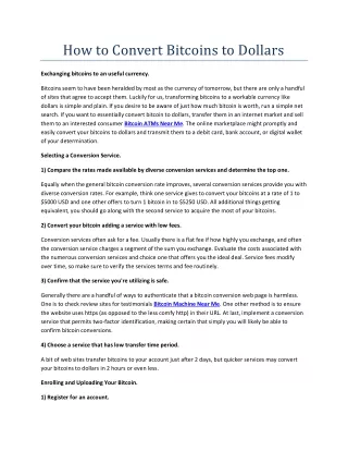 how to convert bitcoins to dollars