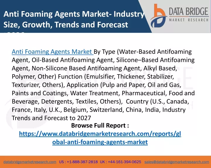 anti foaming agents market industry size growth