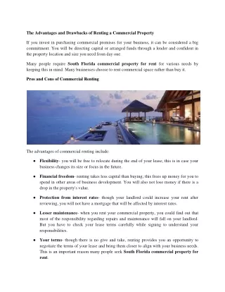 the advantages and drawbacks of renting