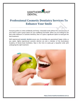 Professional Cosmetic Dentistry Services To Enhance Your Smile