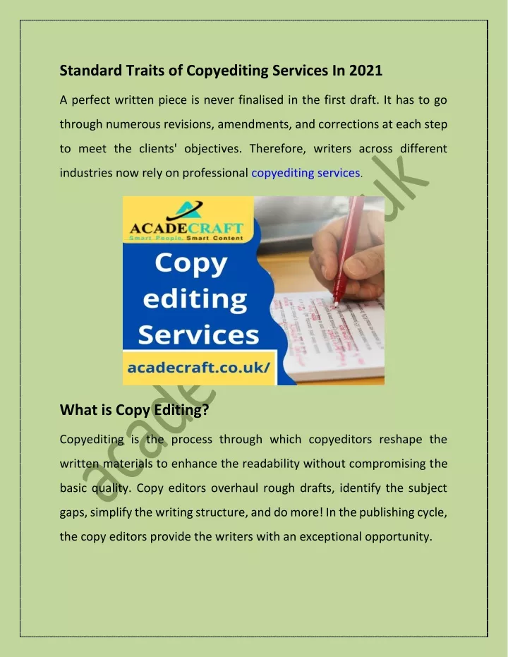 standard traits of copyediting services in 2021