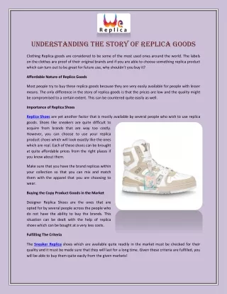 Understanding the Story of Replica Goods