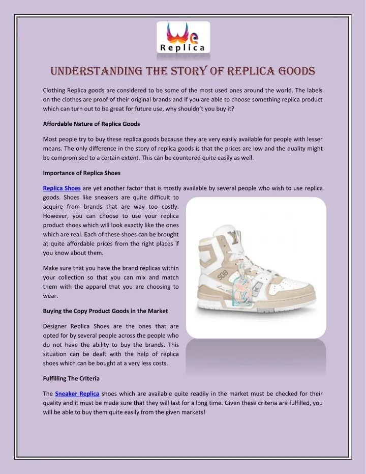 understanding the story of replica goods